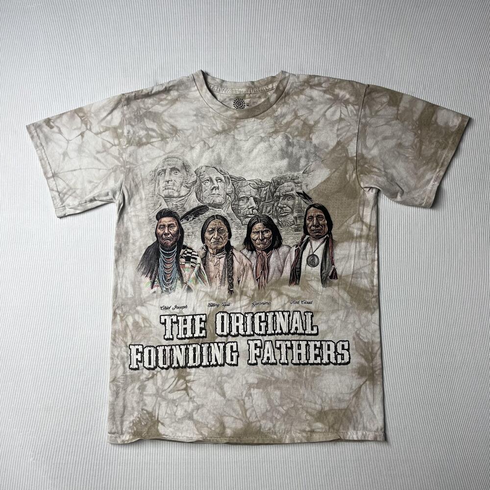 The Mountain Shirt Mens M Beige Original Founding Fathers Tee Native American